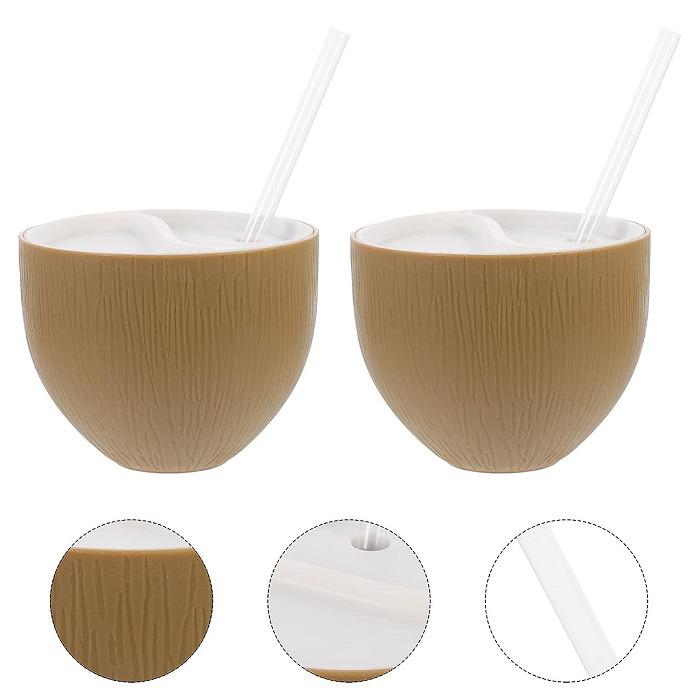 Coconut Cup Shape Water Bottle With Straw