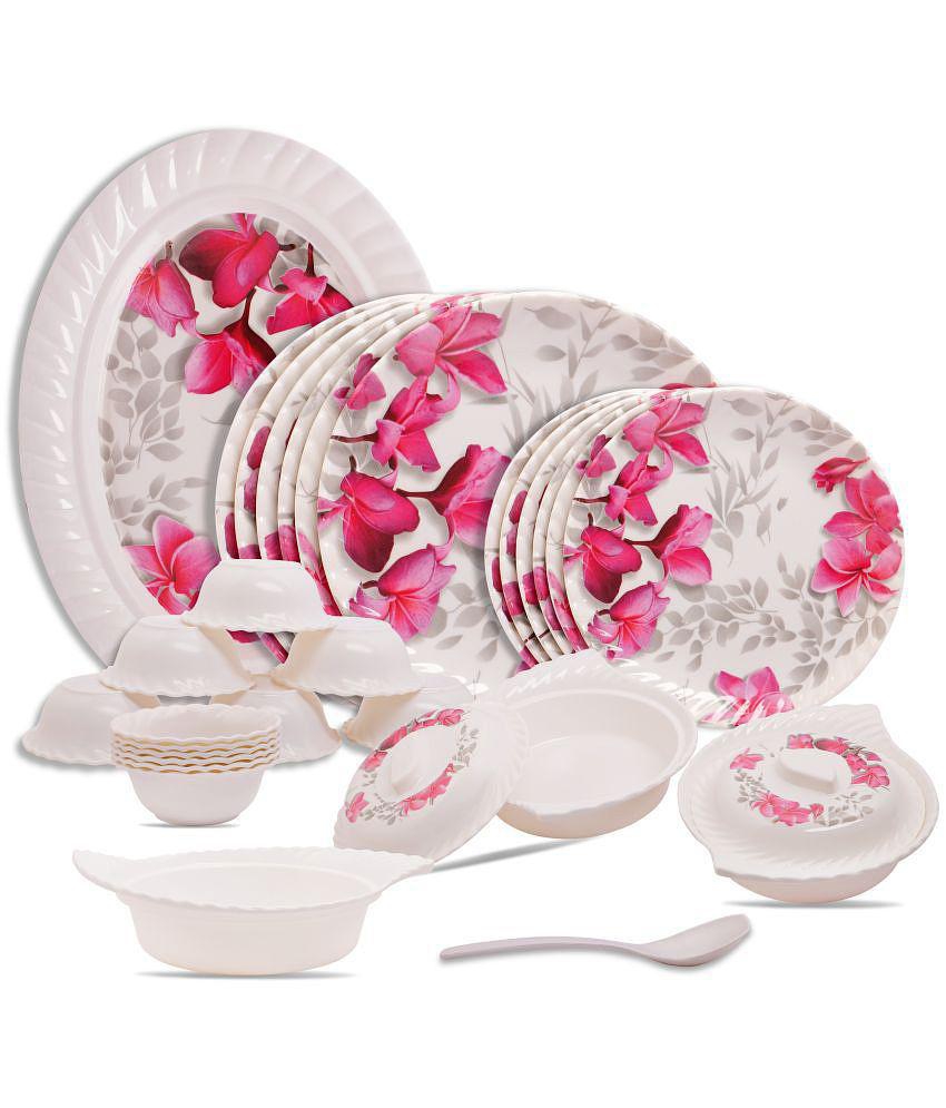 Homepro Fountain Wand White & Pink Melamine 32 Pcs Dinner Set - Multicolor