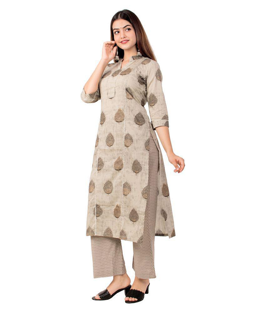 miravan Cotton Kurti With Palazzo - Stitched Suit - XXL