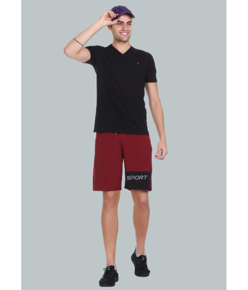 LEEBONEE - Maroon Polyester Blend Men's Shorts ( Pack of 1 ) - None