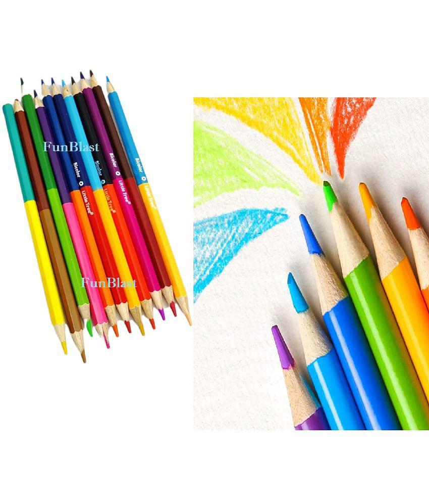 FunBlast Colour Pencil Set for Kids â?? Double Sided 12 Pcs Colouring Pencils, Pencil Color for Artist, Beginners and Stationary Gift for Kids, Drawing Colours for Kids (24 Shades)