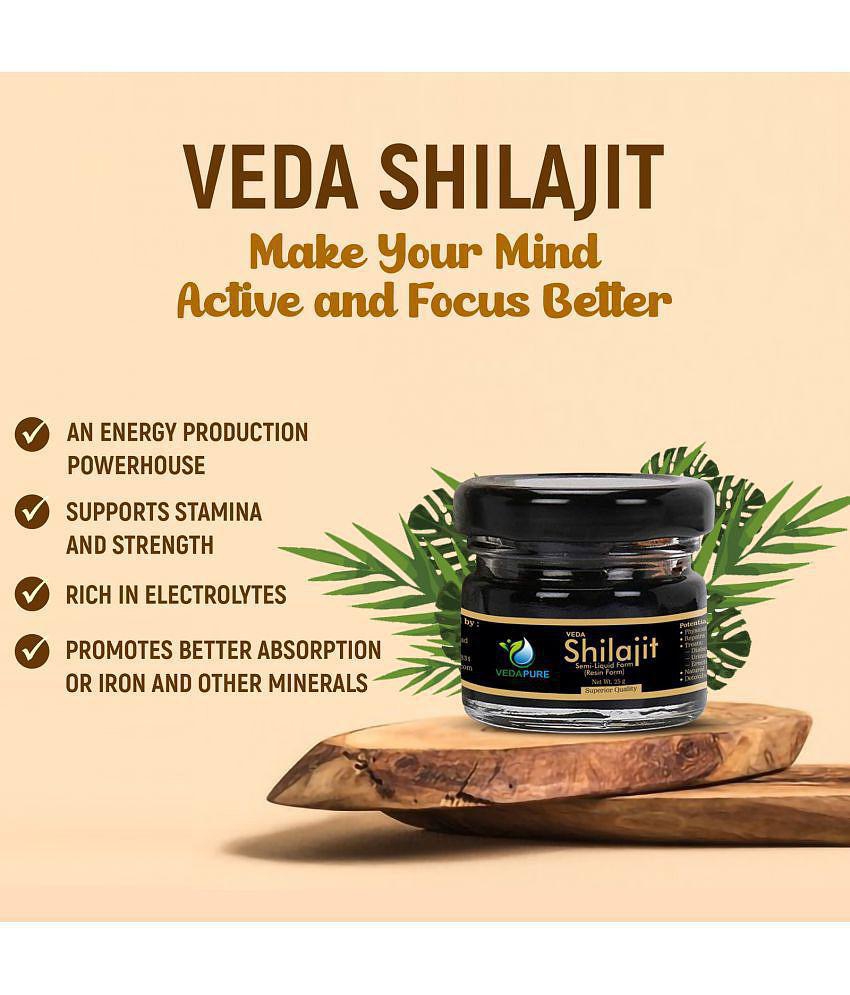 Vedapure Original Shilajit/Shilajeet Resin For Endurance, Bodybuilding and Power & Helps in Energy, Stamina -25 Gram (Pack of 2)