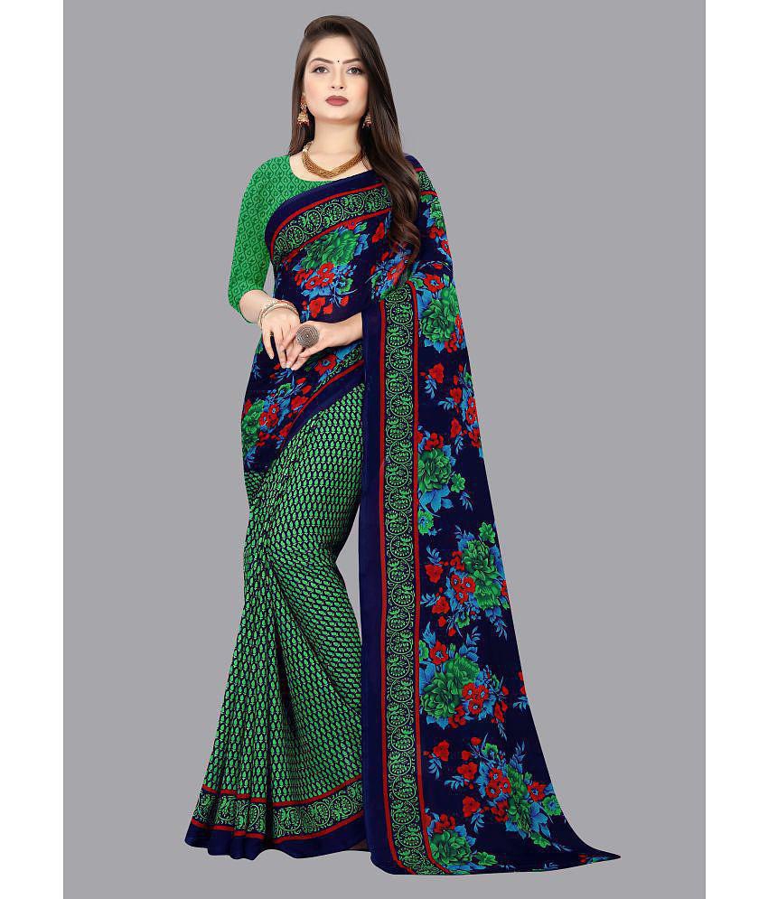 Anand Sarees - Green Georgette Saree With Blouse Piece ( Pack of 1 ) - Green