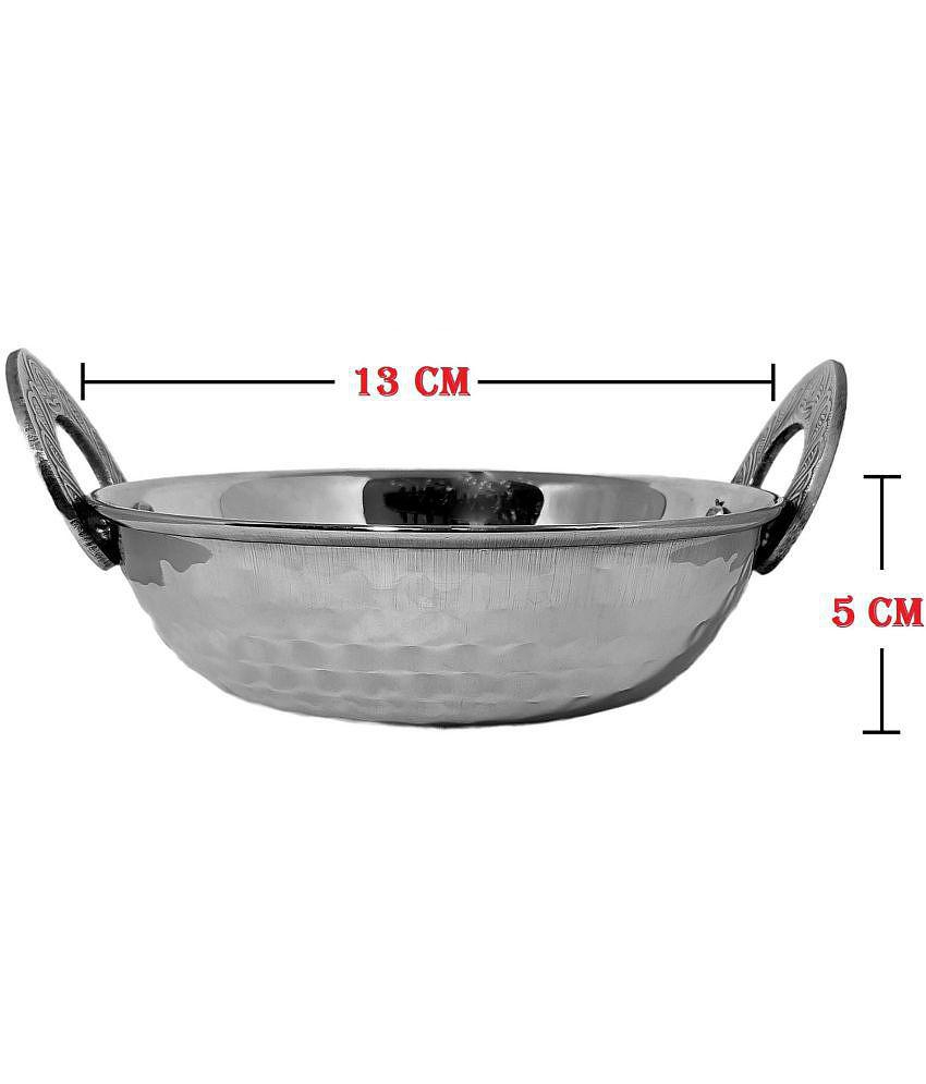 A & H ENTERPRISES Kadai for Serving Gravy daal Silver Serving Kadai ( Set of 1 )