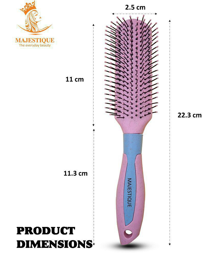 Majestique Flat Hair Brush Allpurpose Brush For Short Thick Tangles Hair Color May Vary