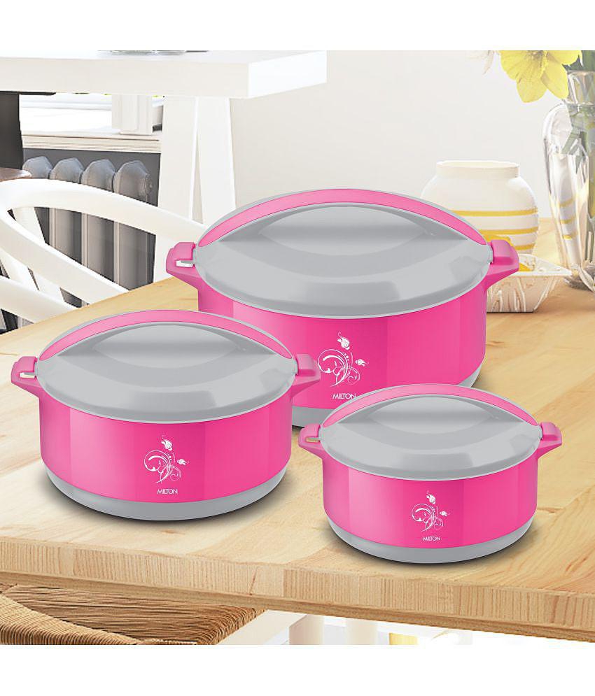 Milton Divine Jr Inner Steel Casserole Gift Set of 3, Pink - Pink