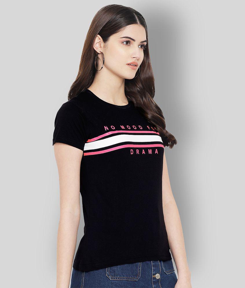 Affordable Men Fabflee - Black Cotton Regular Fit Women's T-Shirt ( Pack of 1 ) - M 2025 at Shop