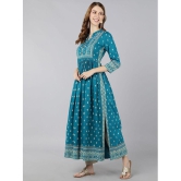 KIPEK - Turquoise Rayon Women's Anarkali Kurti ( Pack of 1 ) - None