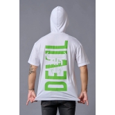 Devil (in Green) Printed White Hooded Oversized T-Shirt for Men XXL