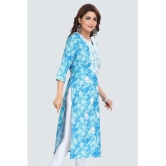 Meher Impex Cotton Embroidered Straight Womens Kurti - Blue ( Pack of 1 ) - None