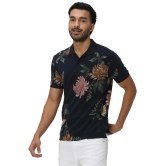 Navy & Multi Floral Print Pique Polo T-Shirt