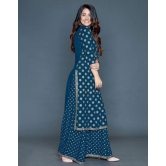 Estela - Blue Straight Rayon Women's Stitched Salwar Suit ( Pack of 1 ) - S