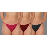 Madam - Multicolor Cotton Lycra Solid Womens No Panty Line ( Pack of 3 ) - None