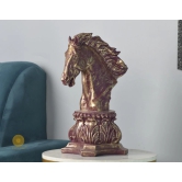 Chess Horse Head Statue (9.5 x 13 Inches)-Maroon