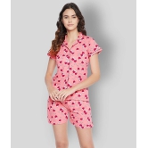 Clovia - Pink Cotton Womens Nightwear Nightsuit Sets ( Pack of 2 ) - M