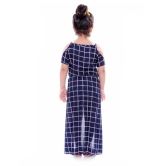 Naughty Ninos Girls Navy Blue Checked Fit and Flare Dress - None