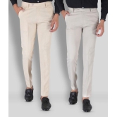 SREY - Cream Polycotton Slim - Fit Men's Formal Pants ( Pack of 2 ) - None