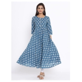 miravan Blue Cotton Anarkali Kurti - 3XL