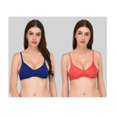 Elina - Multicolor Cotton Lightly Padded Womens Plunge Bra ( Pack of 2 ) - None