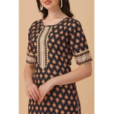 Glomee - Black Crepe Womens Straight Kurti ( Pack of 1 ) - None