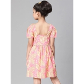 Oxolloxo Girls Tropical Printed Puff Sleeves Fit & Flare Dress