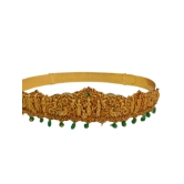 Gold Plated Traditional Indian Vaddanam Waist Belt With Green Beads