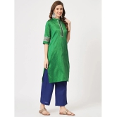 Pannkh Womens Festive Placket Embroidered Kurta With Contrasting Pants - None