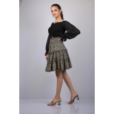 Animal Print Flare Knee Length Skirt (OTLKT1009)-Black / S