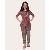 Girls Casual Kurta and Trouser Set-Maroon / 10 - 11 Years