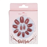 SHORT GLOSSY NAILS-(NAIL KIT INCLUDED)-Rose brown