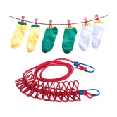 HINGOL Multi Functional Portable Drying Rope with 12 Clips and 2 Hooks, Travel Clothesline Rope Clothes Hanging Hook, Outdoor Indoor