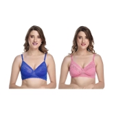 Kiran Enterprises Pack of 2 Net Womens Everyday Bra ( Blue,Pink ) - None