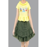 Coxxup Yellow Crepe Girls Top With Skirt ( Pack of 1 ) - None