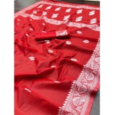 Apnisha Banarasi Silk Embellished Saree With Blouse Piece - Red ( Pack of 1 ) - Red