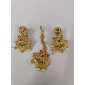 Bridal Gold Plated Antique Temple Jewellery Set With Ruby Stones