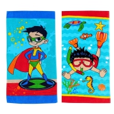 Mandhania Cotton Cartoon Printed Kid's Bath Towels (Multicolour) - Pack of 2