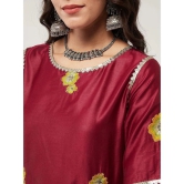 Pannkh Viscose Embellished Straight Womens Kurti - Maroon ( Pack of 1 ) - None