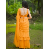 Yellow Georgette Pre Draped Saree by Dorie