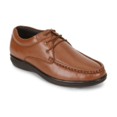 UrbanMark Men Cushion Comfort Flexible Faux Leather Shoe Formal Shoe with Lace - Tan - None