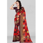 LEELAVATI - Red Georgette Saree With Blouse Piece ( Pack of 1 ) - Red