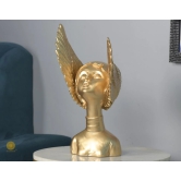 Golden Wings Angel Face Sclupture (5.5x13 Inches)-Black