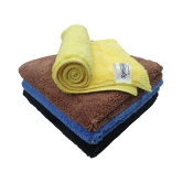 SOFTSPUN Microfiber High Loop Cleaning Cloths, 40x40 cms 4 pcs Towel Set 380 GSM (Multi-Color). Thick Lint & Streak-Free Multipurpose Cloths.