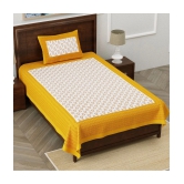 unique choice Cotton Ethnic Printed Single Bedsheet with 1 Pillow Cover - Yellow - Yellow