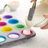 NIDY® 12Pcs Silicone Baking Cups Reusable Cupcake Liners Nonstick Cake Molds Cupcake Holder Muffin Cups Rainbow Colors Cupcake Pan Muffin Cup