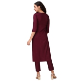 VEEKEEDA Womens Regular Plain V-Neck Straight Rayon Cotton Stitched Kurti with Bottom(XXL): MAROON - XXL