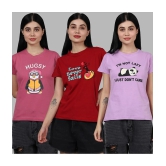 Fabflee - Multi Color Cotton Regular Fit Womens T-Shirt ( Pack of 3 ) - None