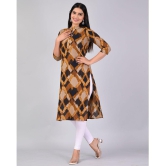 MAUKA Rayon Printed Straight Womens Kurti - Brown ( Pack of 1 ) - None