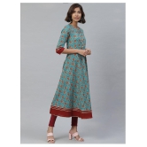 Yash Gallery - Blue Cotton Womens Flared Kurti - M