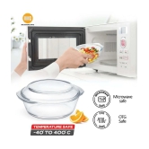 Treo By Milton 2000 Ovensafe Round Borosilicate Glass Casserole, 2000 ml, Transparent | Microwave Safe | OTG Safe | Freezer Safe | Dishwasher Safe - Transparent