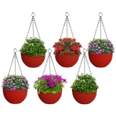 Kuber Industries Plastic Hanging Flower Pot for Balcony  Railing Set of 6 Red-20x20x59 cm-Kuber Industries Plastic Hanging Flower Pot for Balcony & Railing Set of 6 (Red)-20x20x59 cm